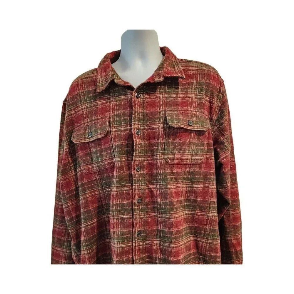 Orvis Heavy Flannel Shirt Jacket Red Plaid 2XL Shacket Country Ranch